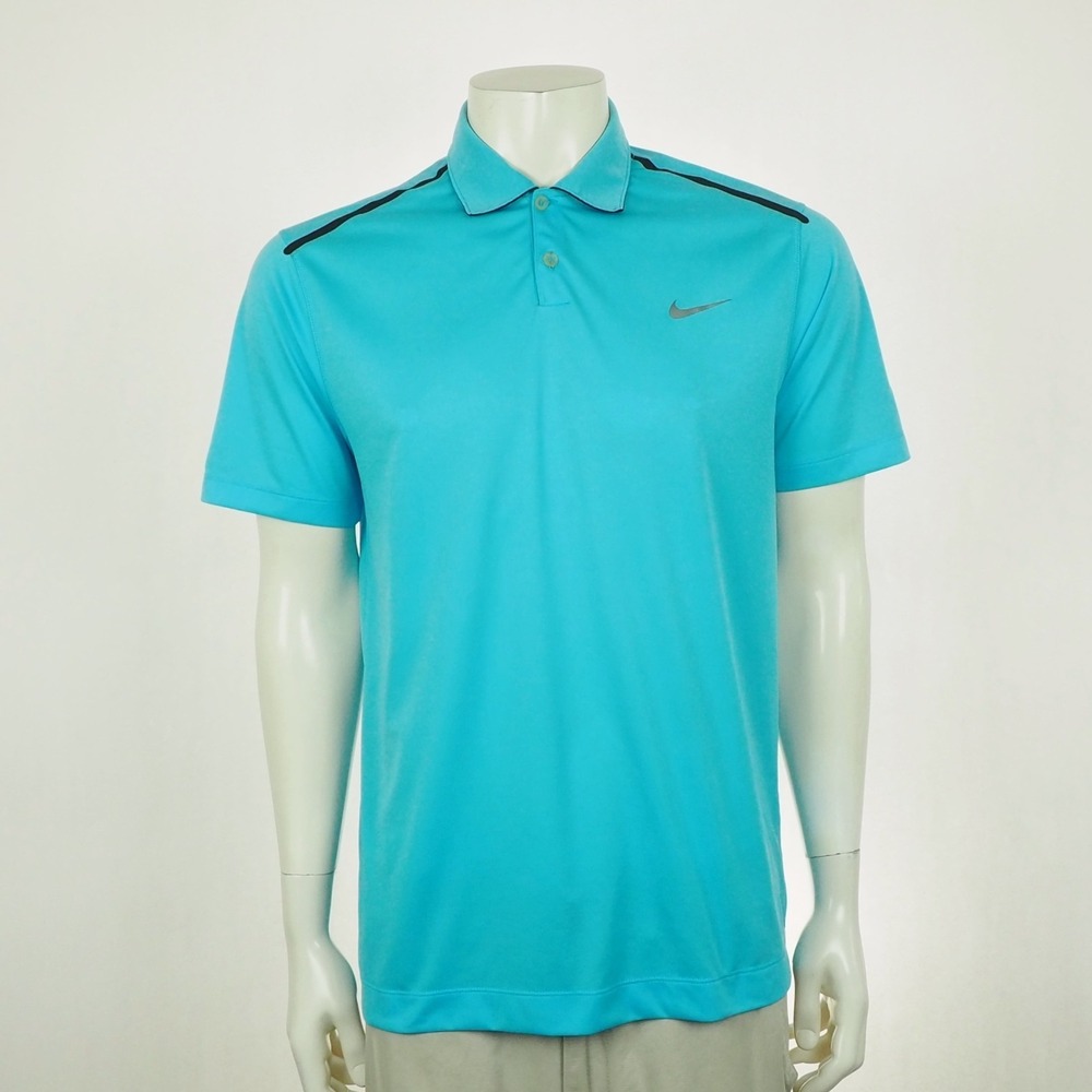 Nike Golf Polo Shirt Mens Medium Blue Dri-Fit Tour Performance Blend Costabaja